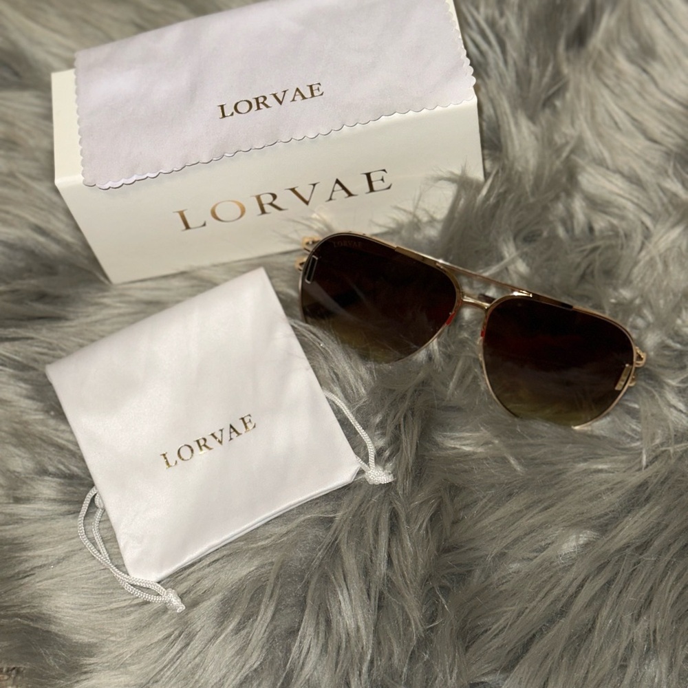 Lorvae Gold and Brown Sunglasses with Metal Frame